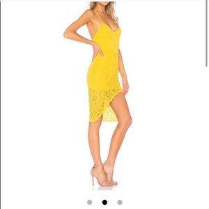 Lovers + Friends Yellow lace skylight dress